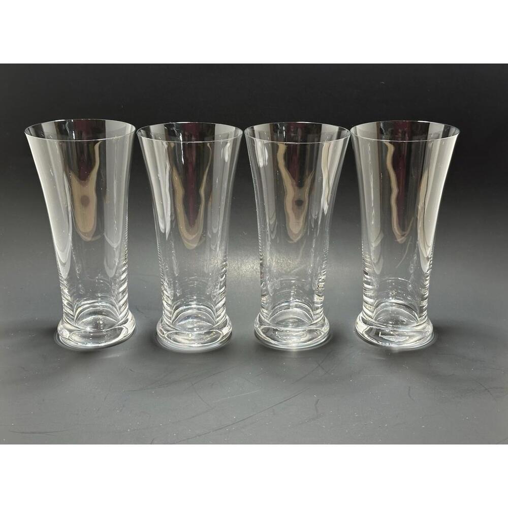4 LENOX Fine‎ Crystal Beer Glasses 7" Tall 16 oz Pilsner Glass